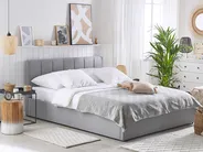 Bett mit Stauraum DREUX Stoff Hellgrau 160 x 200 cm_793225