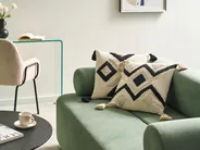 Set of 2 Decorative Cushions SARACA 45 x 45 cm Cotton Black/ Beige Geometric Pattern_1041365