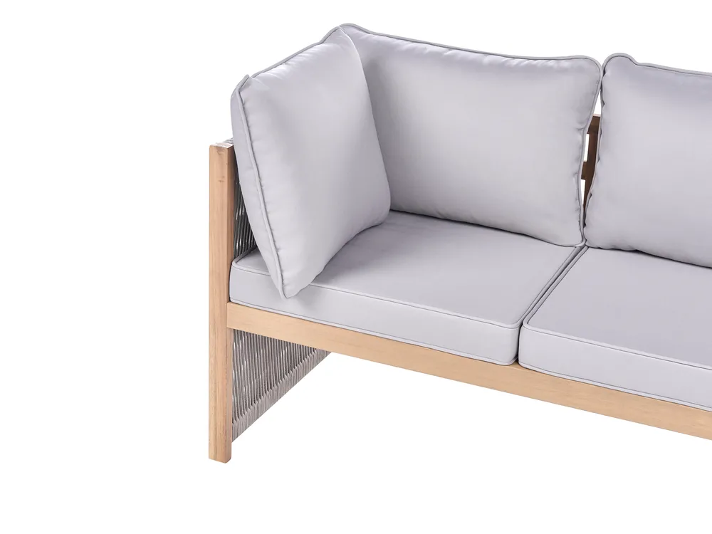 Garten Ecksofa mit Tisch 3-Sitzer ARABBA zertifiziertes Akazienholz Grau linksseitig_1049516