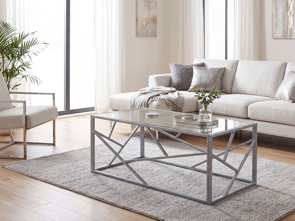 Coffee Table ORLAND Glass Silver