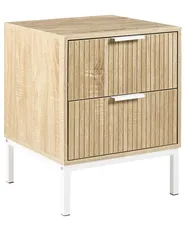 2 Drawer Bedside Table ROYALLA Light Brown_1021407
