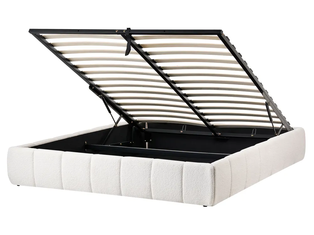 Ottoman Bed without Headboard GENAS Boucle Off-White 160 x 200 cm (EU King Size)_1070355