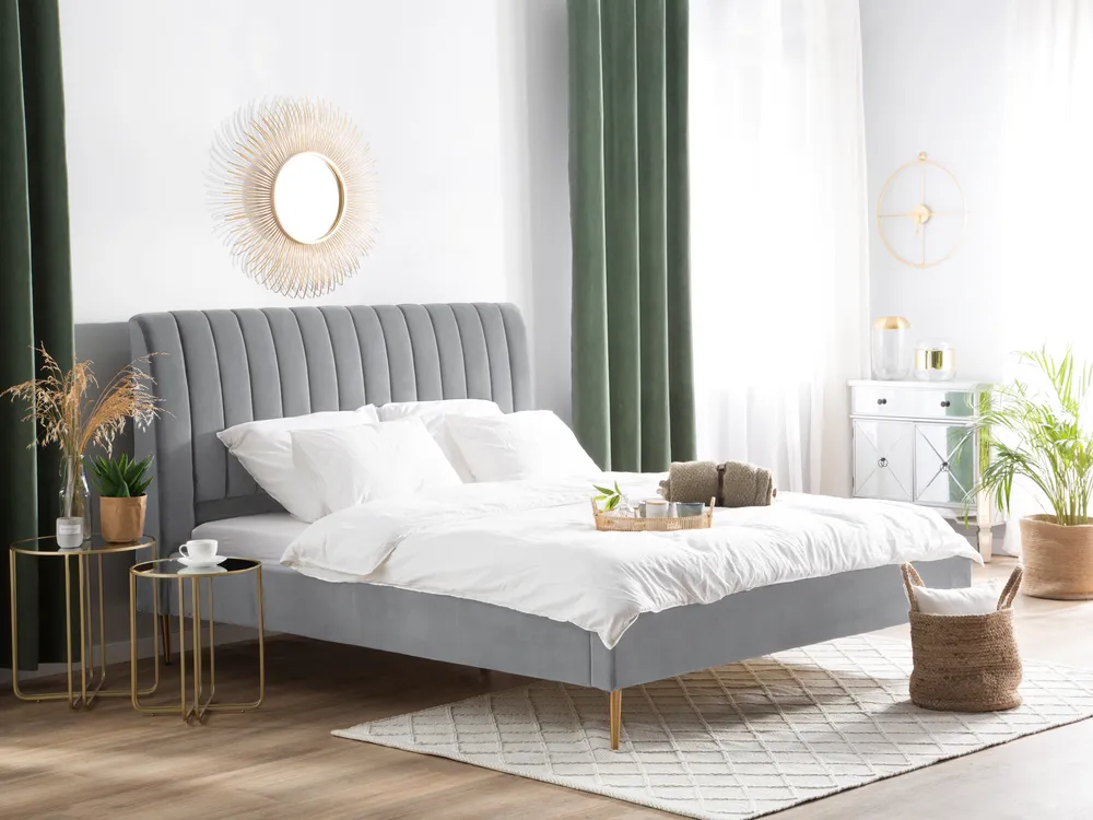 Bett mit Lattenrost Samtstoff MARVILLE 180 x 200 cm Grau