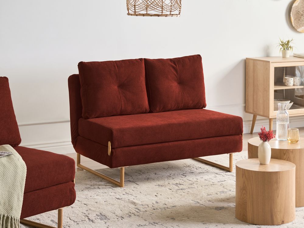 Schlafsofa 2-Sitzer JERSLEV Stoff Rot