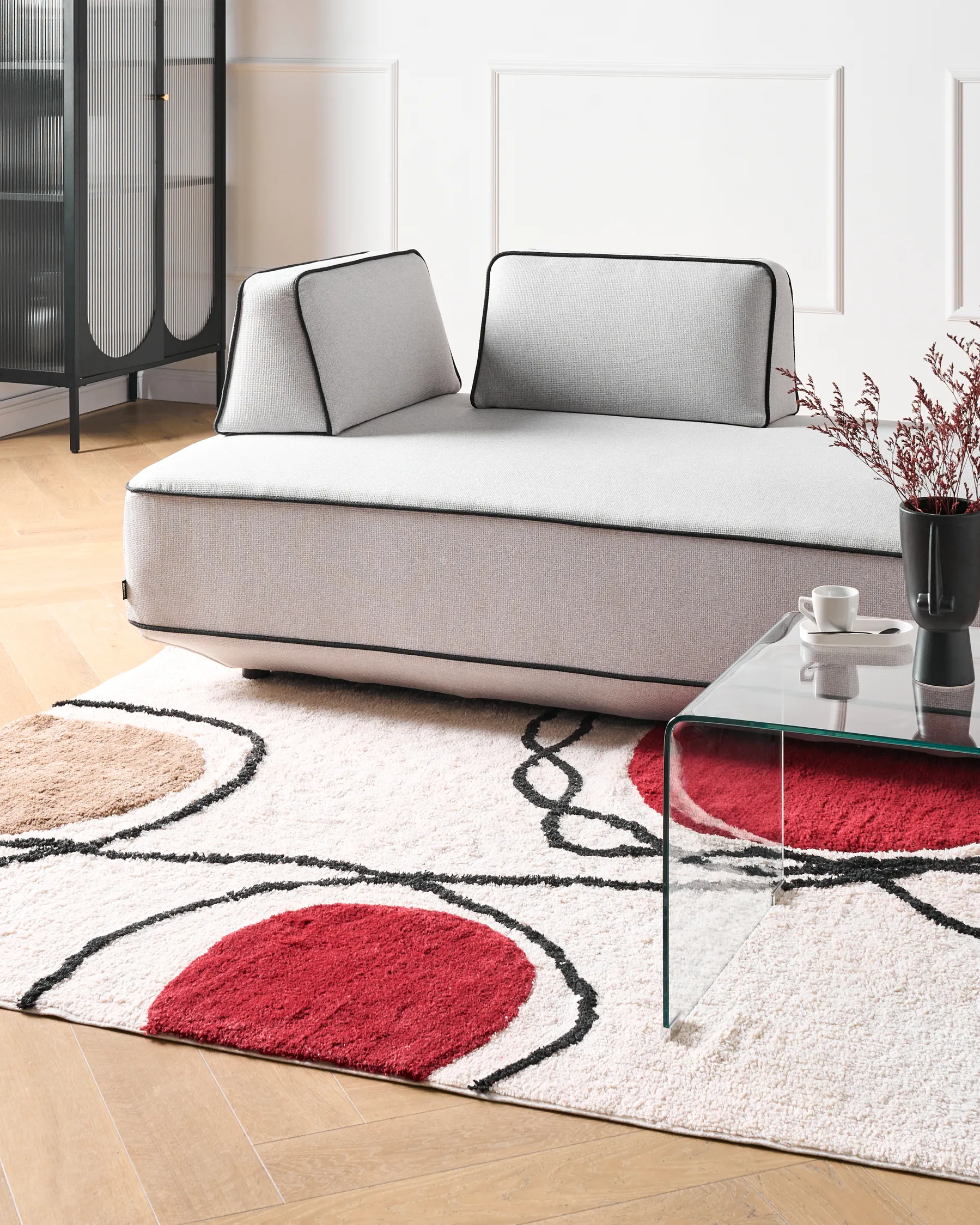 Teppich BOLAT Beige 140 x 200 cm Baumwolle_1004852