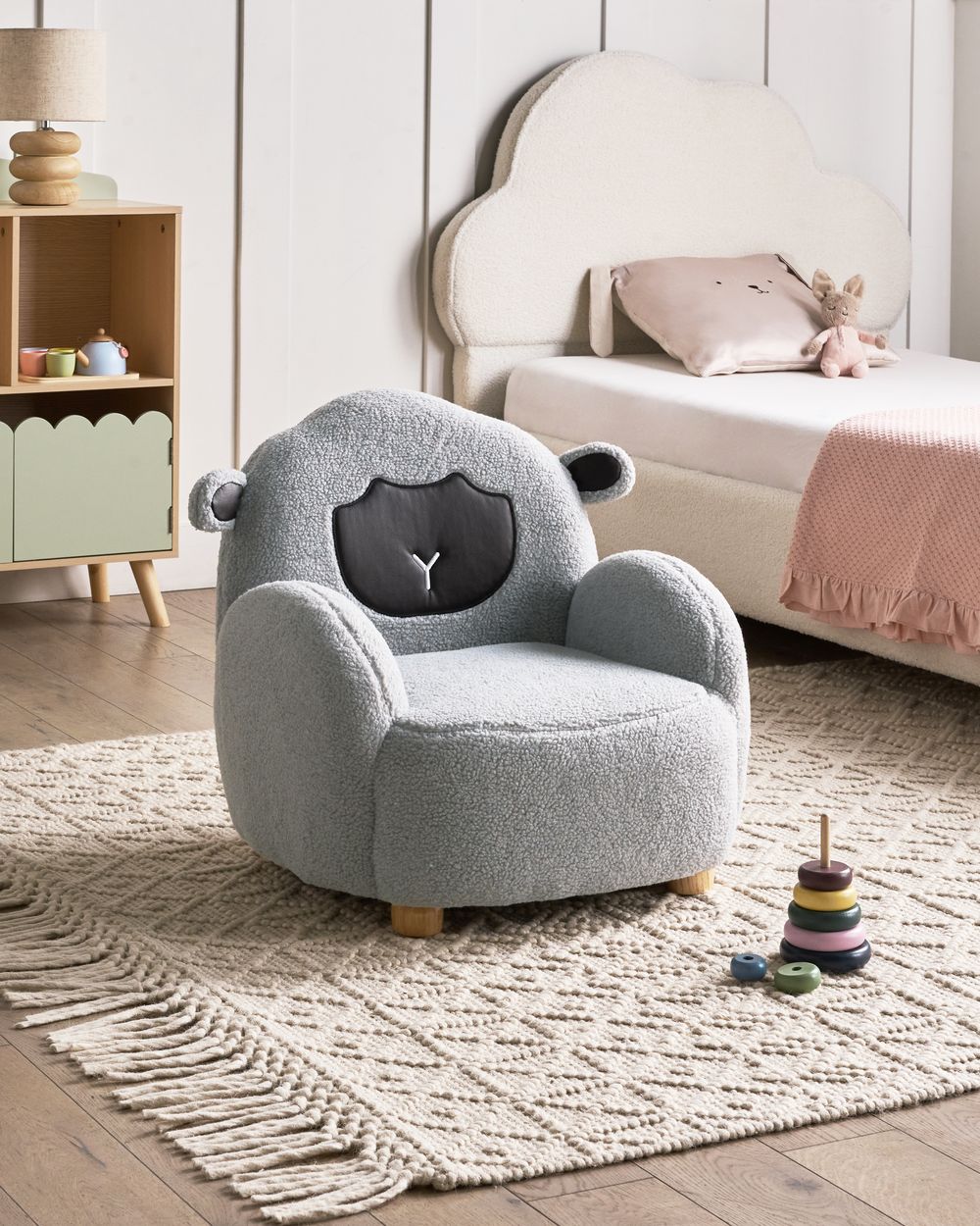 Kinderfauteuil Schaap ULA Bouclé Grijs