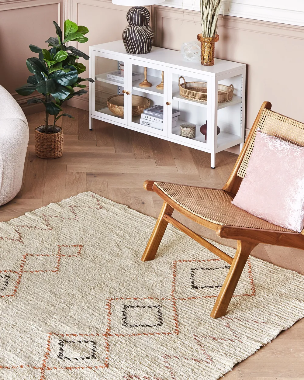 Teppich GUWAHATI Beige 160 x 230 cm Baumwolle