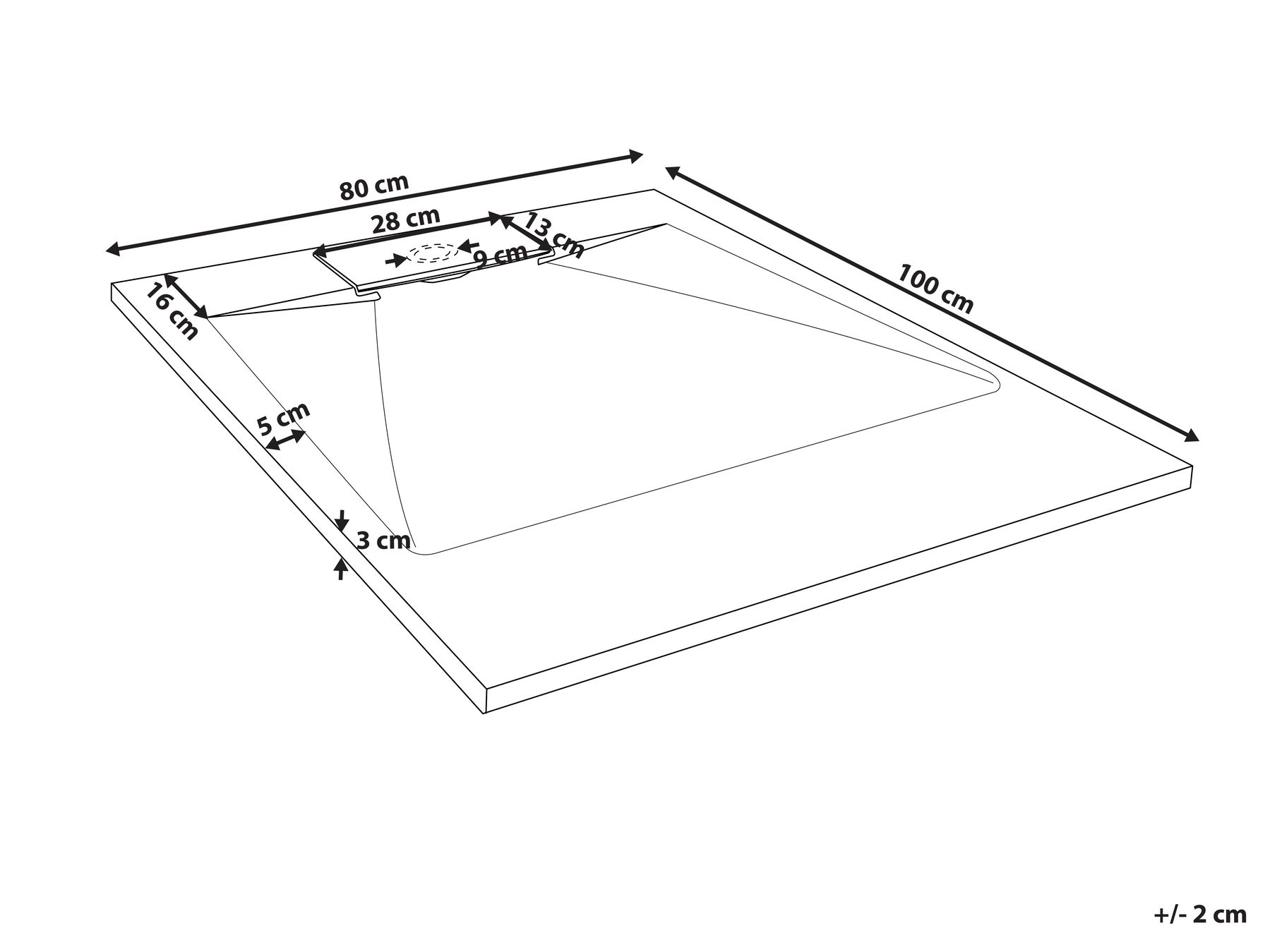 Duschwanne AZZURRO 80 x 100 x 3 cm Grau_968715