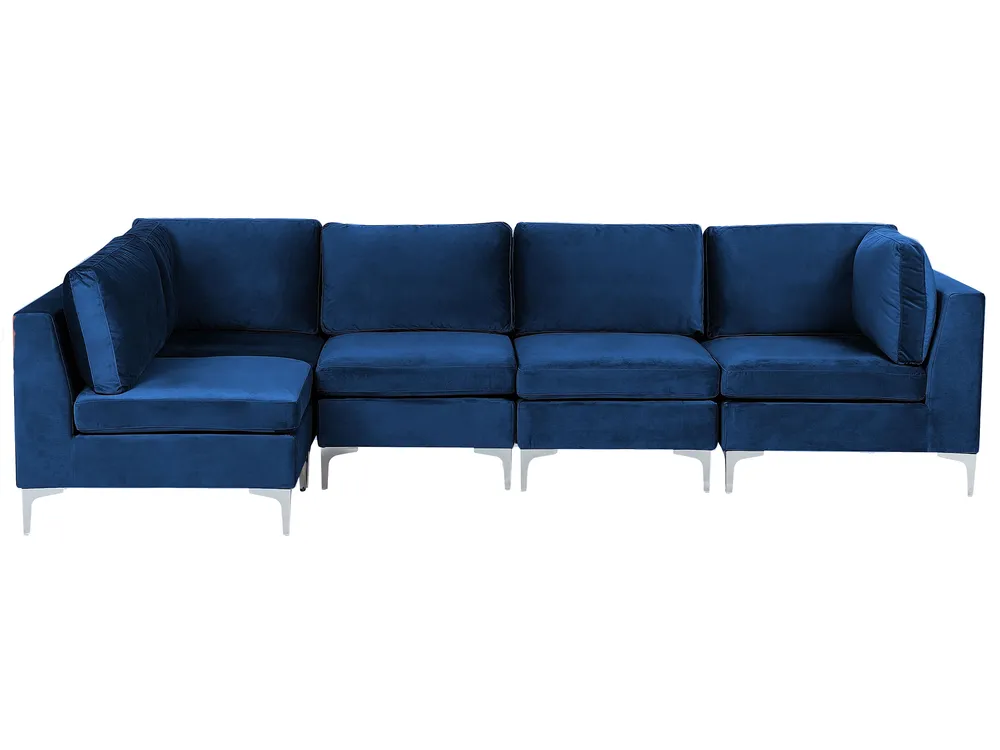 Modul Ecksofa 5-Sitzer EVJA Samtstoff Marineblau rechtsseitig