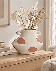 Blumenvase ALOSIDAE 19 cm Steinzeug Hellbeige_1183905