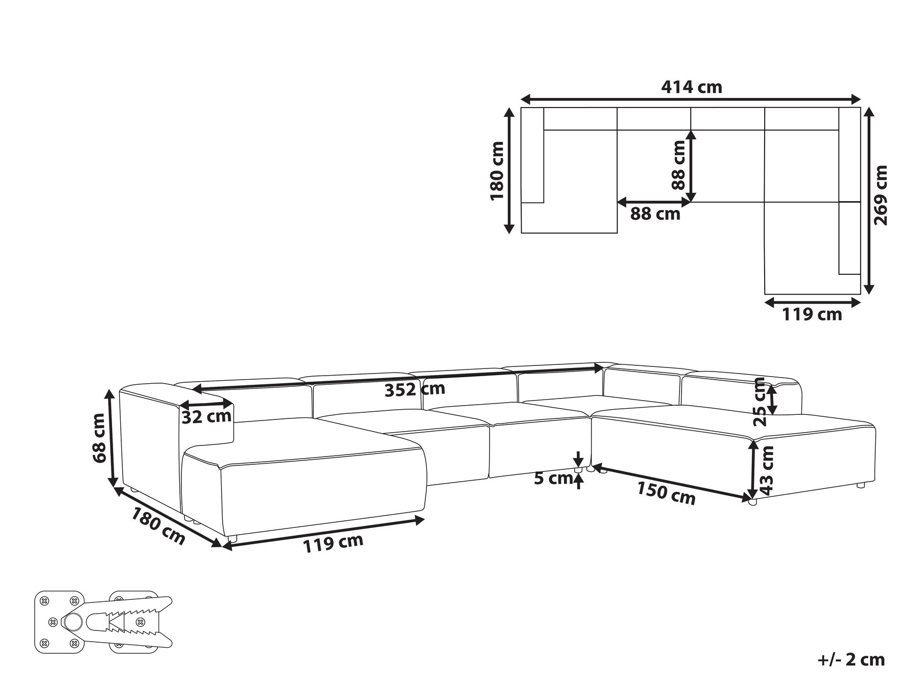 Modul Ecksofa 5-Sitzer ARDAL Cord Dunkelblau linksseitig_1008744