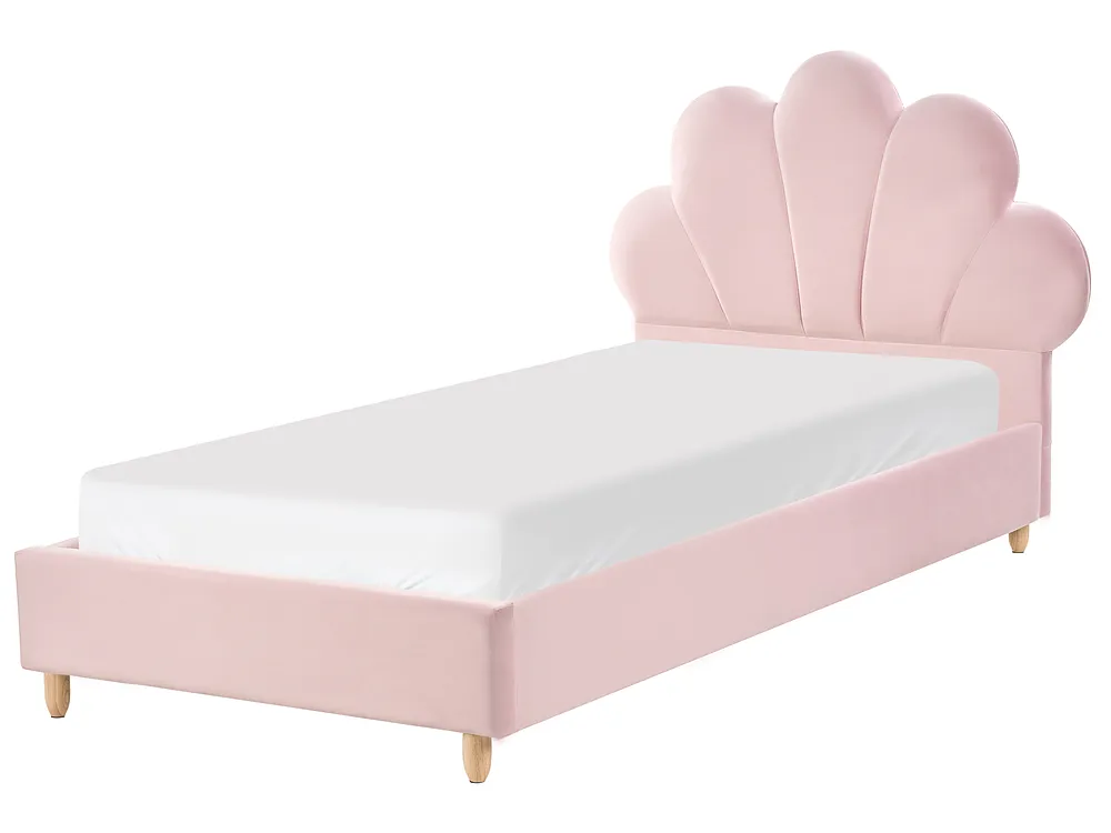 Kinderbett Regenbogen Samtstoff LANDEILLAU 90 x 200 cm Rosa