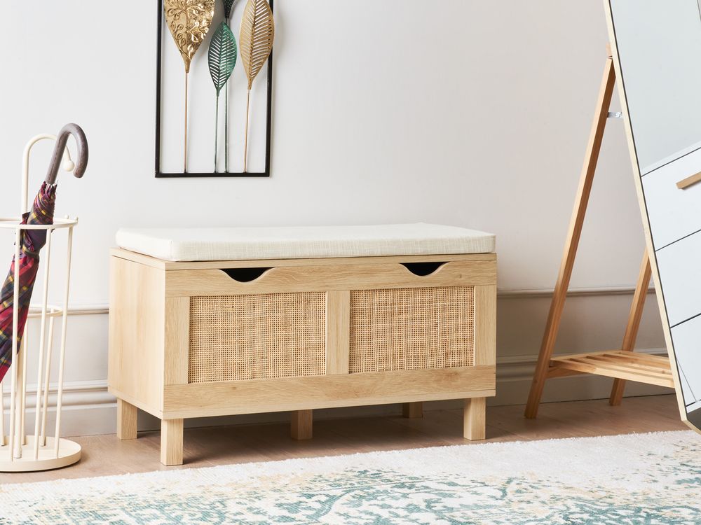 Shoe Storage Bench WASHINGTON Light Brown