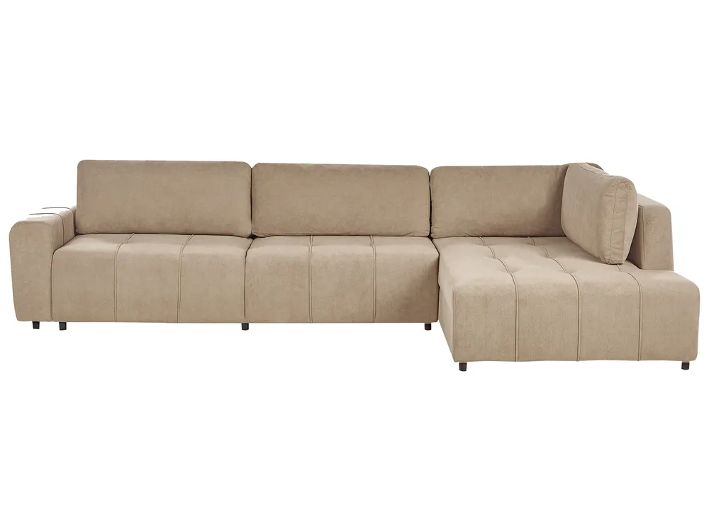 Eckschlafsofa 4-Sitzer INNVIK Stoff Braun linksseitig