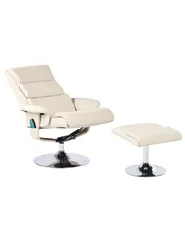 Massagestuhl LEGEND mit Fußstütze Kunstleder Hellbeige_1013984