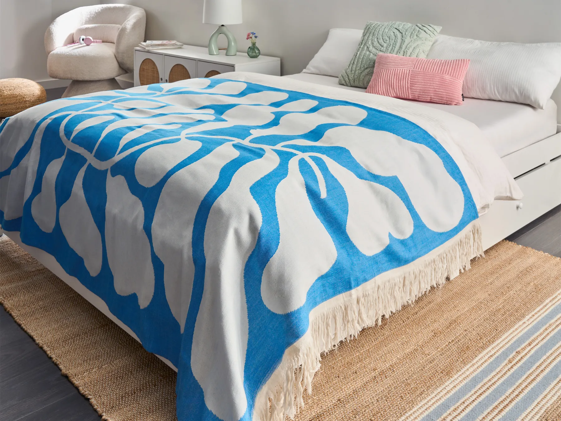 Blanket KIHUN Fabric 130 x 170 cm Blue_834729