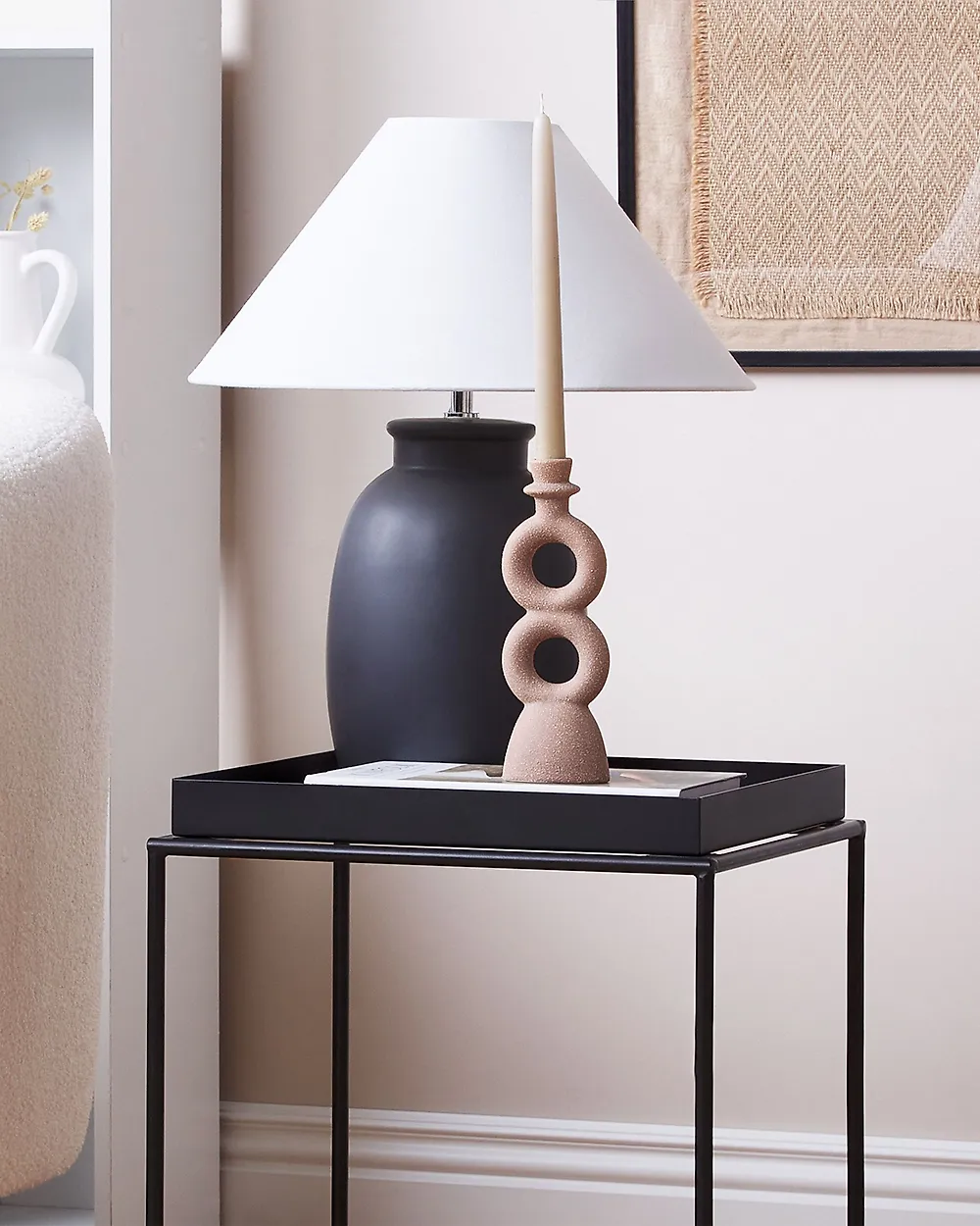 Kerzenständer NAOUSA 23 cm Keramik Beige_1182333