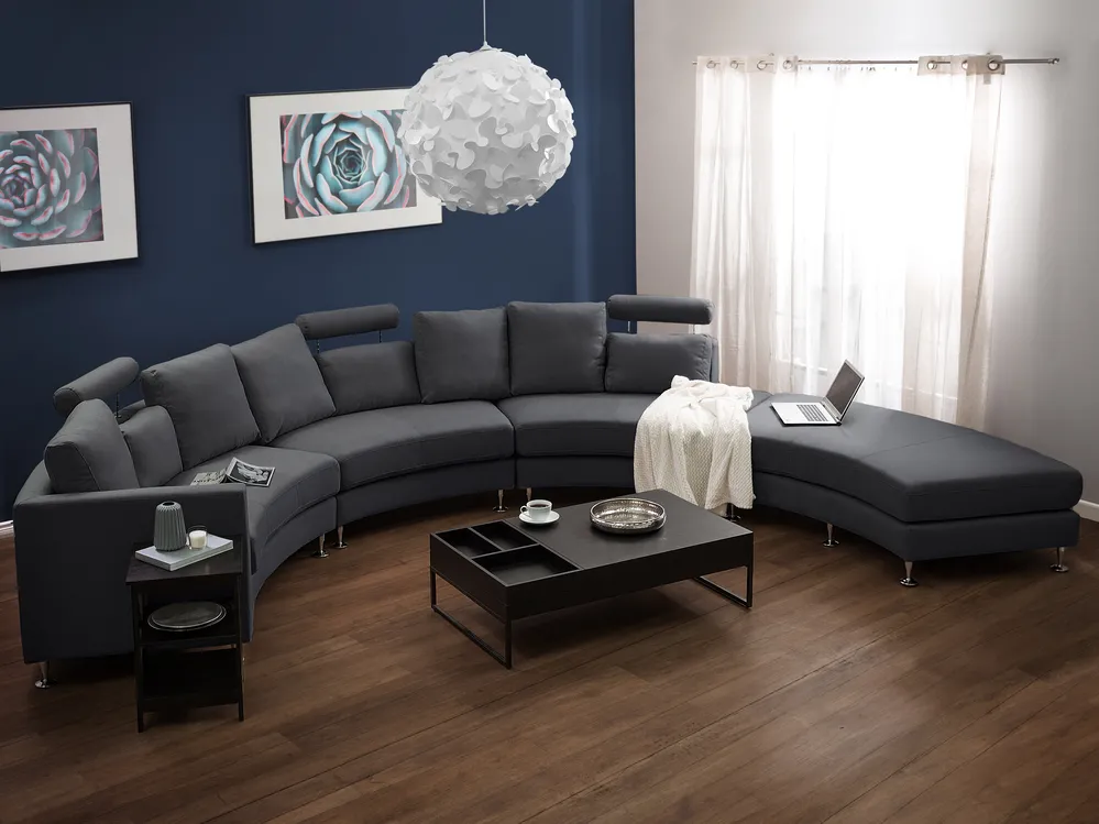 Halbrundes Sofa 7-Sitzer ROTUNDE Stoff Dunkelgrau