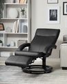 Recliner Chair MIGHT with Footrest Faux Leather Black