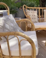 Lounge Set mit Tisch 4-Sitzer BRINDISI Rattan Naturfarben_923185