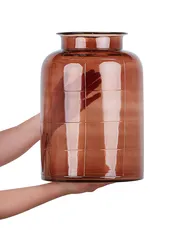 Blumenvase VINDALOO 35 cm Glas Goldbraun_870679