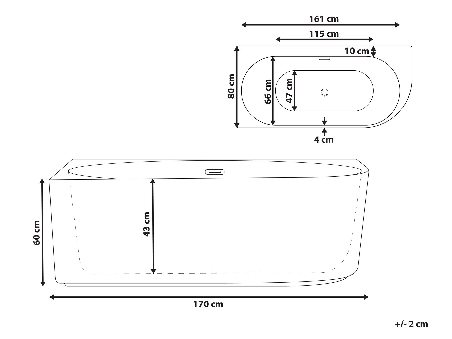 Corner Bath GOCTA 1700 x 800 mm Black Right Hand_879119