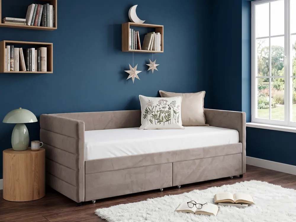 Daybed with Storage MARRAY Velvet Light Grey 90 x 200 cm (EU Single)