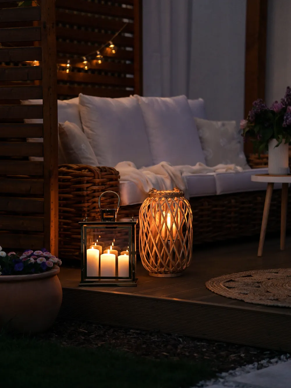 Laterne MAURITIUS 40 cm Weidenholz Naturfarben_823535