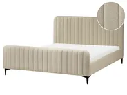 Bett mit Lattenrost Bouclé LUNAN 160 x 200 cm Beige_960717