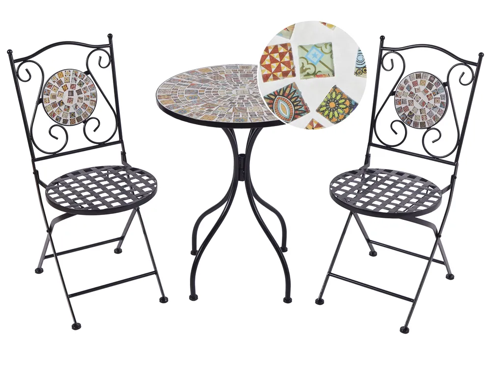 Bistro Set klappbar CASARIO Metall Schwarz