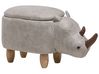 Tierhocker mit Stauraum RHINO Nashorn Kunstleder Hellgrau