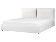 Bett mit Stauraum BAJONNA Samtstoff Cremeweiß 180 x 200 cm_871316