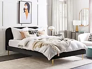 Bett mit Lattenrost Samtstoff FLAYAT 180 x 200 cm Schwarz_1170377