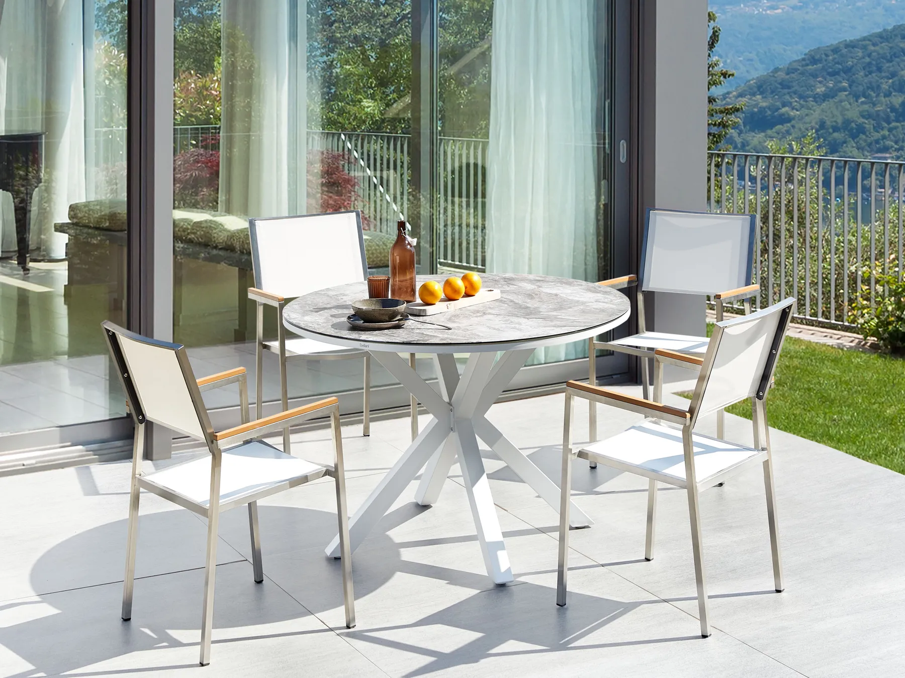 Gartenmöbel Set 4-Sitzer MALETTO/GROSSETO Metall Marmor Optik Grau / Weiß_938271