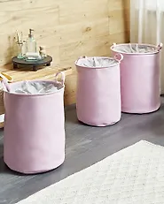 Set of 3 Baskets ARCHA Cotton Pink_1182378