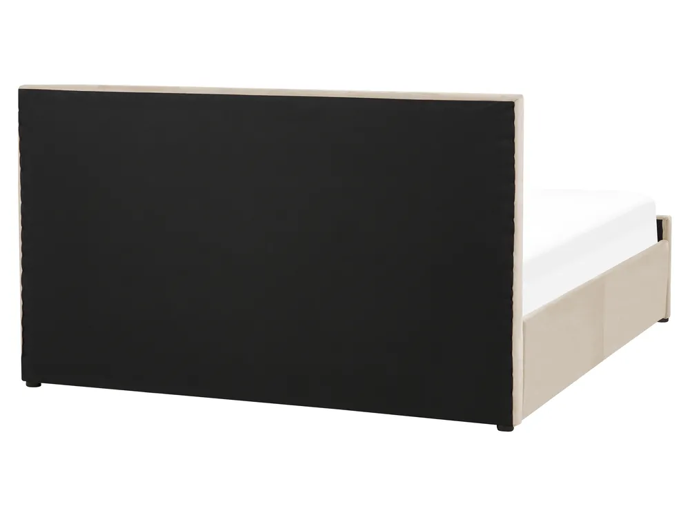 Bett mit Stauraum ROCHEFORT Samtstoff Beige 160 x 200 cm_857292