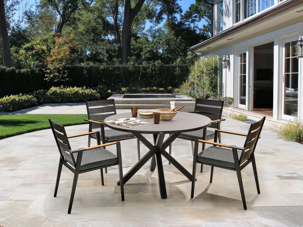 Gartenmöbel Set 4-Sitzer MALETTO/TAVIANO inkl. Kissen Metall Grau / Schwarz
