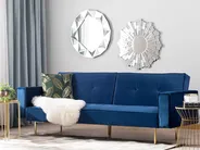 Schlafsofa 3-Sitzer VISNES Samtstoff Marineblau_729750