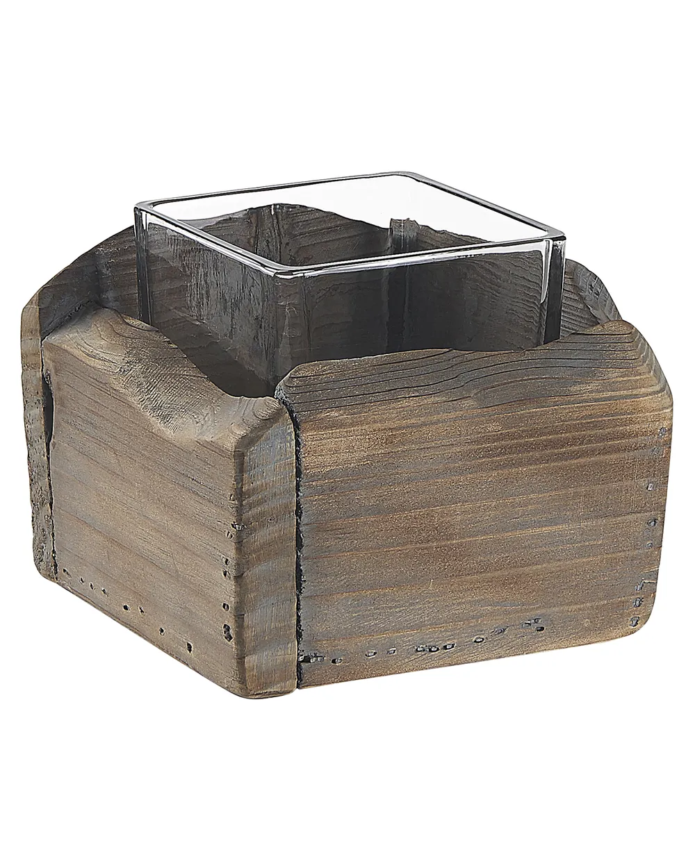 Kerzenständer 2er Set PLATEROS 15/12 cm Tannenholz Dunkelbraun_791706
