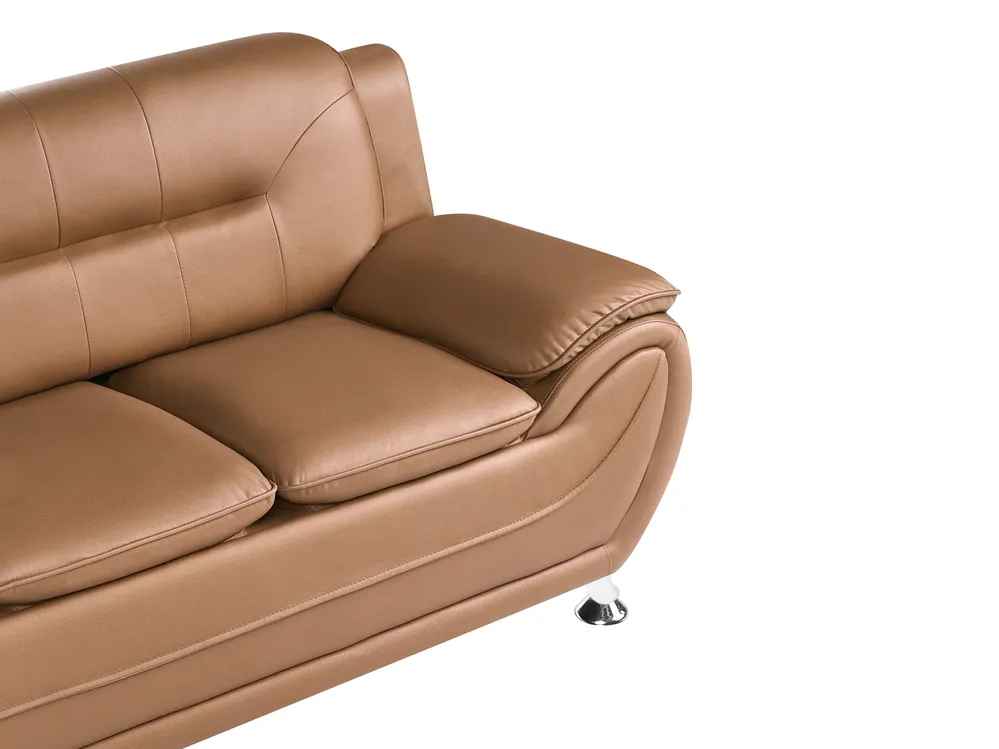 Sofa 3-Sitzer LEIRA Kunstleder Goldbraun_1058349
