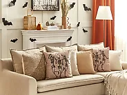 Dekokissen 2er Set MORTESTI 45 x 45 cm Samtstoff Hellbeige Abstraktes Muster_1183421