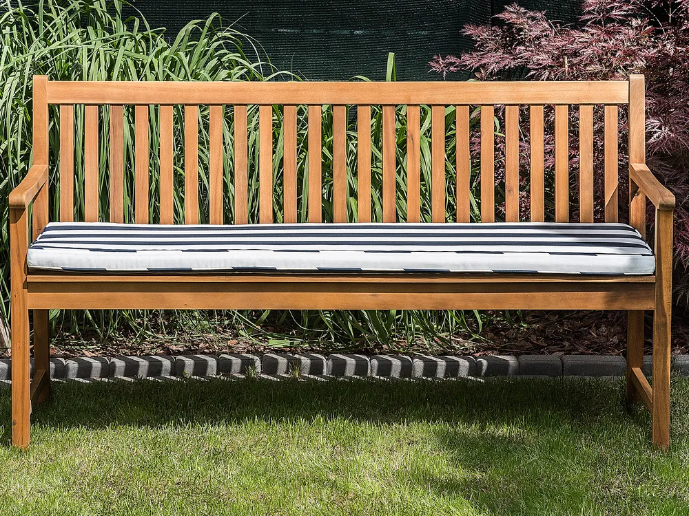 Gartenbank mit Auflage VIVARA 160 cm zertifiziertes Akazienholz Marineblau