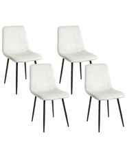Esszimmerstuhl 4er Set KALISPELL Samtstoff Cremeweiß_929027