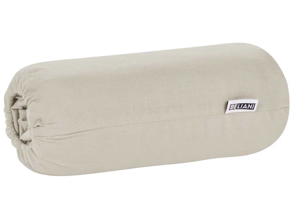 Fitted Sheet JANBU 160 x 200 cm Cotton Taupe_845209