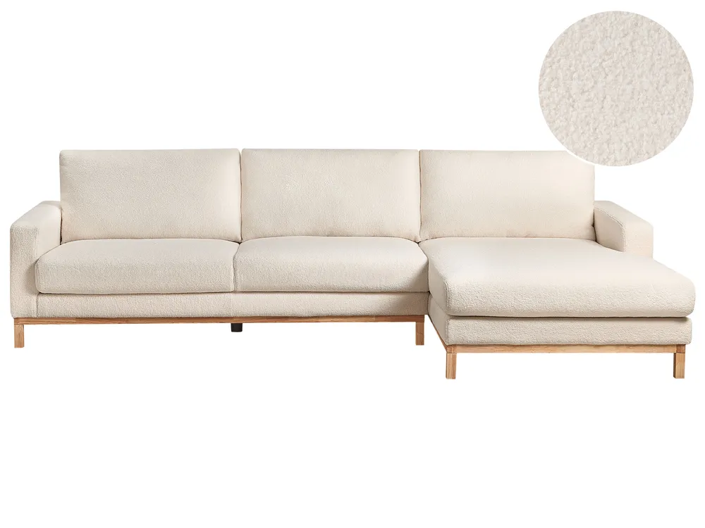 Ecksofa 4-Sitzer SIGGARD Bouclé Weiß linksseitig