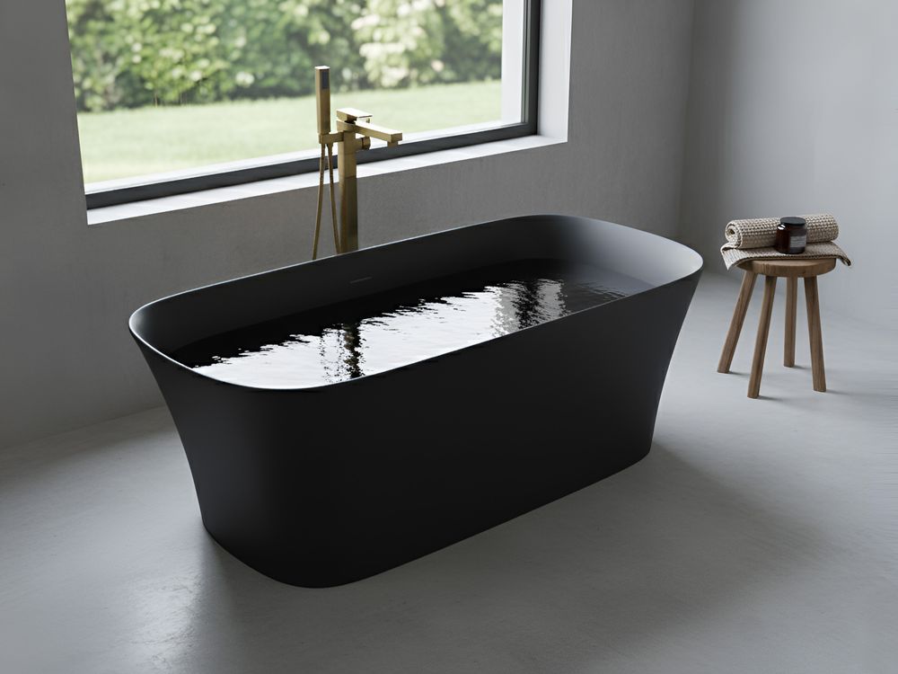 Freistehende Badewanne LANALHUE 160 x 75 cm Schwarz