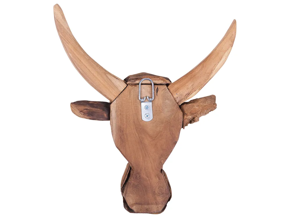 Wall Figurine Bull BULL HEAD Teak Wood 34 cm Brown_758684