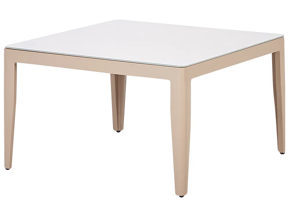 Garten Ecksofa mit Tisch 6-Sitzer RIMA III modular Metall Hellbeige linksseitig_908294