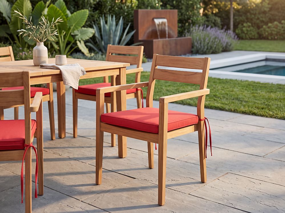 Set of 8 Garden Chair Cushions SASSARI PREMIUM 46 x 46 cm Red