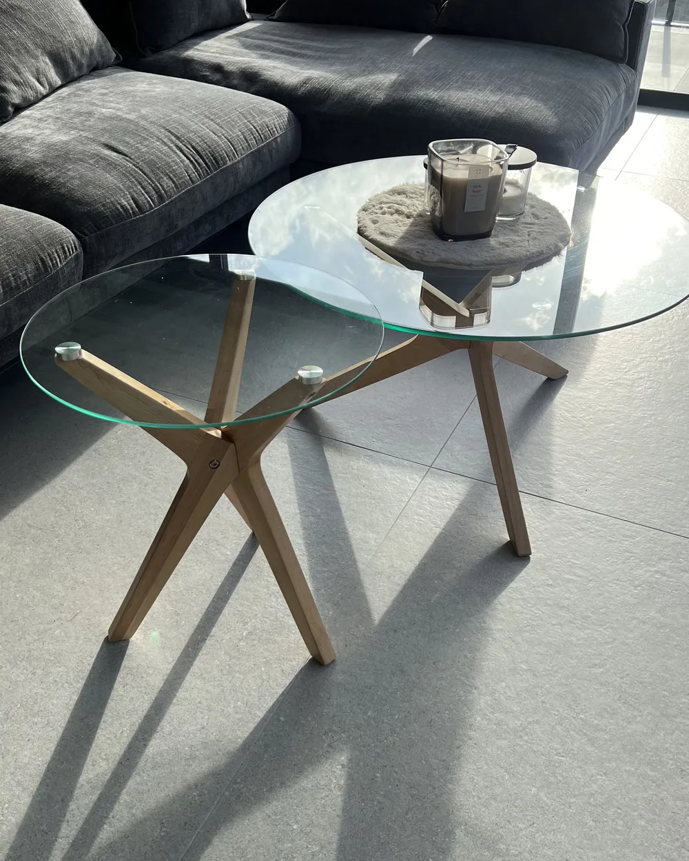 Couchtisch 2er Set VALLEY Sicherheitsglas Hellbraun_921478